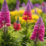 Illustration generee par intelligence artificielle : massif fleuri aux epis colores. Image d'ambiance, aucune espece n'y est identifiable.