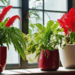 Anthurium rouge en pot, spathes rouges en forme de cœur et feuillage vert brillant