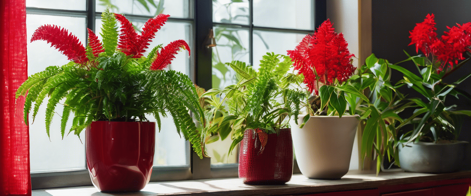 Anthurium rouge en pot, spathes rouges en forme de cœur et feuillage vert brillant
